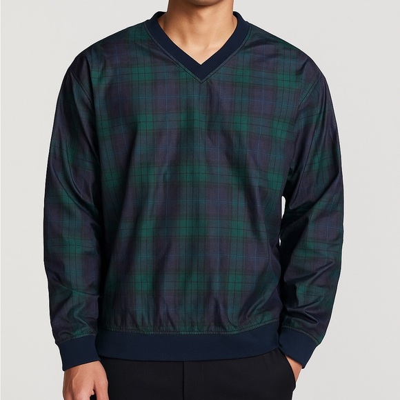 Forrester’s Outerwear Vintage Plaid V-Neck Pullover Windbreaker Green Size L - Picture 1 of 14